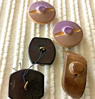 Vintage Assortment Carved Wood Shank Buttons Two Pairs   Single