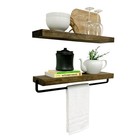 10    X 24    Dark Walnut Floating Shelf With Towel Bar
