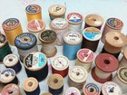 Vintage Lot Of 72 Wooden Thread Spools Variety Sizes Colors Sewing Crafts Decor 