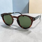 Classic Elegant Vintage Retro Style Sunglasses Round Tortoise Frame Green Lens
