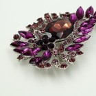 Women Purple Crystal Flower Wedding Brooch Pin Silver Tone Christmas Gift 06421