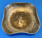  vintage  Buenilum Hand Wrought Hammered Aluminum Bowl W floral Inlay 