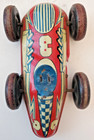 1930s Vintage Marx - No  3 Wind-up Race Car Litho Dented  No Key  Doesn t Work