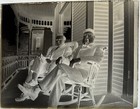 Antique Glass Photo Negative  Older Man W pipe   Younger Man On Porch