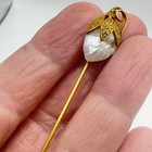 Antique Victorian Blister Pearl Stick Pin Gilt Gold Hat Cravat Lapel Pin Estate