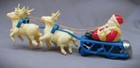 Vintage Santa Clause Sleigh With Reindeer Occupied Japan Wind Up Tin   Celluloid