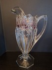 Antique Eapg Glass Athena 12  Water Pitcher Gold   Amethyst Trim And 4 Stemmed G
