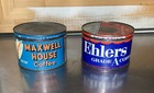 Vintage Coffee Can Lot Of 2 Maxwell House   Ehlers - 1 Lb Advertising Tins W lid