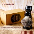 Badger Shaving Brush Set With Wooden Handle   Resin Stand  Traditional Shave