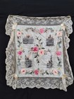 Vintage French Souvenir De France Hand Painted Fabric Textile Wall Hanging A250