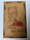 Rare Antique 1900s Leather Postcard -  hello  Old Pal   Devil Graphic