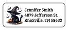 30 Personalized Halloween Black Cat Return Address Labels Stickers Tags