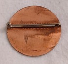 Mcm Vintage Signed Denmark Enamel On Copper Brown Orange Red Round Pin Brooch
