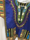 African Dashiki Shirt Blue Tribal Print One Size 100  Cotton Ethnic Tunic