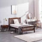 New Twin Size Wooden Platform Bed Frame Foundation W wood Slats Walnut Color