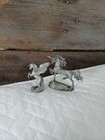 Vtg 80s Unicorn Pewter Figurine Lot Of 2 Fantasy Miniature Signed