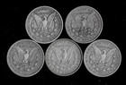 Five  5  Morgan Silver Dollars  1878-1900  90  Silver Lot A74-1