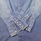 Vintage Wrangler Shirt Mens Large Denim Western Cowboy Pearl Snap Pointed Yoke