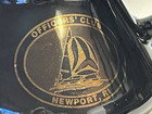 No-spill Us Navy Officers Club Newport Ri Boat Ship Black Coffee Mug Rubber Base
