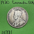 1920 Canada          50 Cents Canadian Half Dollar Silver Coin