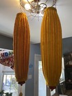Vtg 60 s 70 s Mcm Retro Hanging Swag Lamp Fabric Shade Moroccan  Boho Set