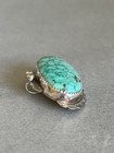 Vintage Navajo Sterling Silver And Turquoise Pendant  1 5 8  Wide