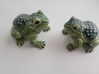 Vintage Set Of 2  Ceramic Toad Frog Made In Japan