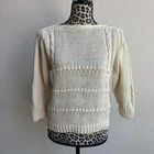 Herald House Vintage Cream Ramie   Cotton Hand Knitted 3 4 Sleeves Sweater