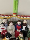 Rare Jewish Family Playing Dreidel Menorah Hanukkah Chanukah Candle Holder
