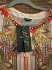 Sapphire Womens Indian pakistani Long Tunic Beaded Silk Side Slits Sz L Nwt