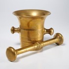 Vintage Heavy Solid Brass Apothecary Pharmacy Medicine Mortar Pestle Set 5 h