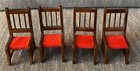 Vintage Miniature Dollhouse Dining Room Table Four Velvet Chairs Wood Vg