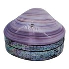 Vintage Purple Shell Abalone Mother Of Pearl Mosaic Hinged Jewelry Trinket Box