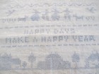 Vintage Cross Stitch Stamped Sampler linen -  happy Days Make A Happy Year 