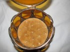 Vintage Ormolujewelry Casket box Footed Beveled Amber Glass 9 Sides
