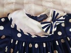 Vintage Toddler Girls Sweet Liberty Navy Blue Dress White Polka Dots Bow 4t