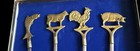 Vintage Shisko Turkish 4pc Animal Grill Skewers Brass Stainless Steel