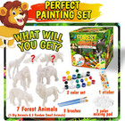 Safari Animals Figures Paint Set For Kids  Arts And Crafts Supplies Painting Kit
