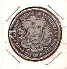 Venezuela Coin  fuerte  5 Bolivares Bs 1900 Silver  900 37 2mm 25gr  Km 24