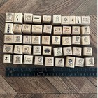Stampin Up Vintage Mini Wood Block Rubber Stamp Lot 46pc Scrapbook Card Craft