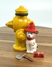 Porcelain Hinged Trinket Box Hydrant Dog Fire Department Dalmatian
