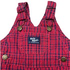 Vintage 90s Baby Oshkosh B gosh Overalls 12m Red Blue Plaid Usa Made Snaps Euc