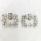 Wedding Shoe Clips Embellishment Buckle Sparkly Rhinestone Cluster Silver Tone