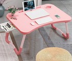 Foldable Laptop Bed Table Portable Lap Desk With Drawer  Cup Holder     Pink