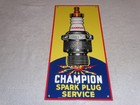 Vintage Champion Spark Plug Service 18  X 8  Porcelain Metal Gasoline   Oil Sign