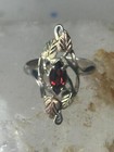 Black Hills Ring Long Garnet Sterling Silver Size 6 Women