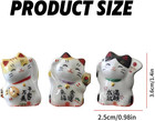 3-piece Maneki Neko Cat Figurine Set  Mini Japanese Ceramic Lucky Beckoning Cat