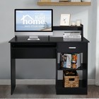 Home Office Computer Desk Workstation Wood Laptop Pc Table Drawer Shelf Black