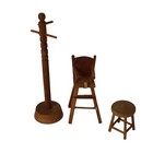 Vintage Shackman Dollhouse Furniture Miniature High Chair Coat Rack Stool 40s