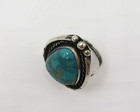 Vintage Antique Native American Navajo Sterling Silver Green Turquoise Ring  7